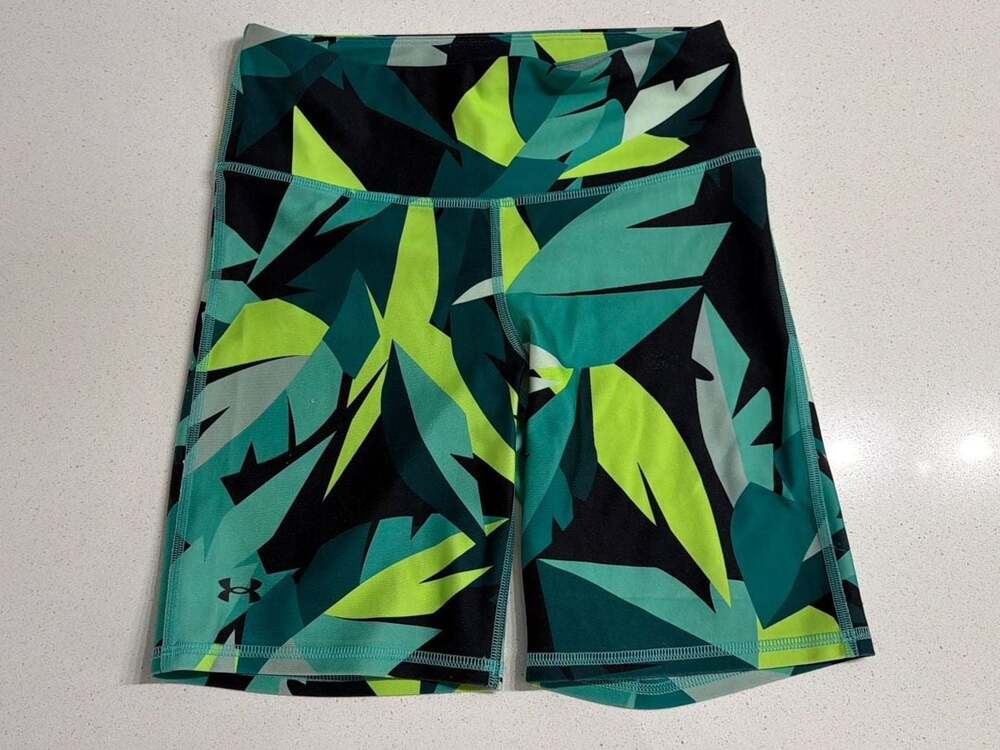 Under Armour HeatGear Armour Printed Bike Shorts Neptune Green